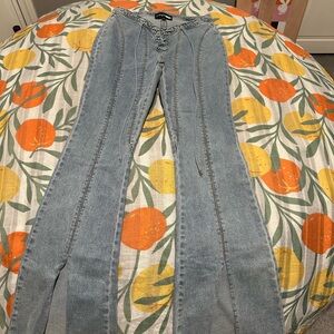 Fashion Nova Blue Flare Wide Leg Jeans